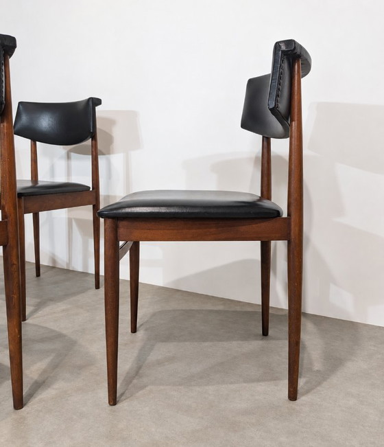 Set of 6 vintage Mid-Century chairs – 1960s – Dining chairs, Skai, Wood (photo 4 of 9)