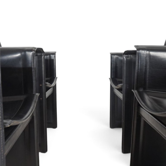 Chaises de salle à manger Arrben Solaria en cuir, lot de 4 par Tito Agnoli, 1970 – Leather (photo 13 of 19)