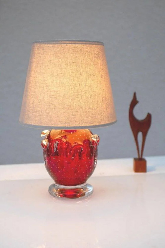 Image 1 of Red crystal glass lamp by Börne Augustsson for Åseda