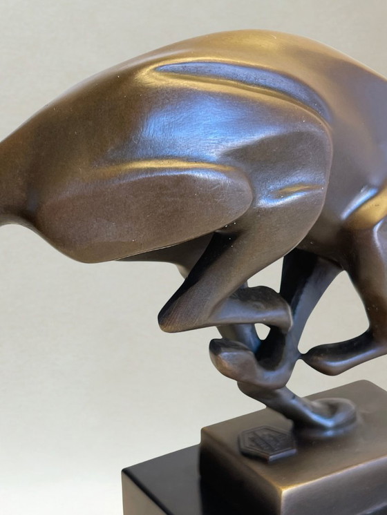 Image 1 of Sculpture Art Déco – Panthère en course - Bronze patiné – 19cm