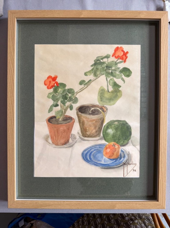 Geranium – Tor Norling, Paintings & Drawings, Glass, Paper (photo 5 of 5)
