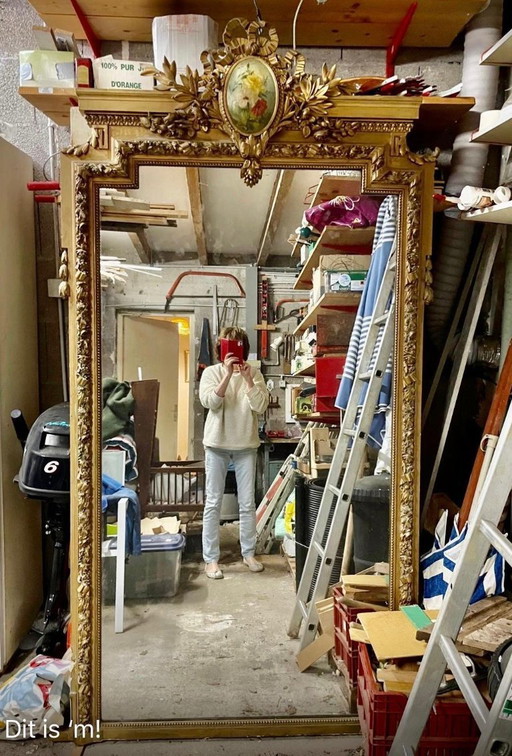 Gigantische Antieke Franse Spiegel - 220H x 115B