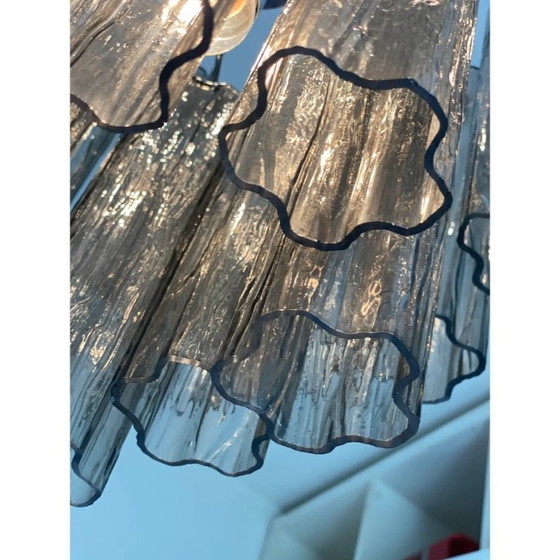 Image 1 of Lustre Tronchi gris en verre d'art italien – Style Venini