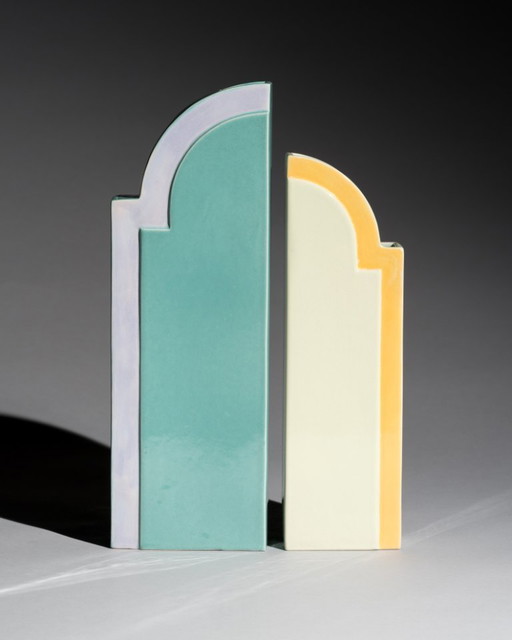 Raro vaso in ceramica postmoderno Duo Karl Till Staatliche Majolika Karlsruhe, 1996