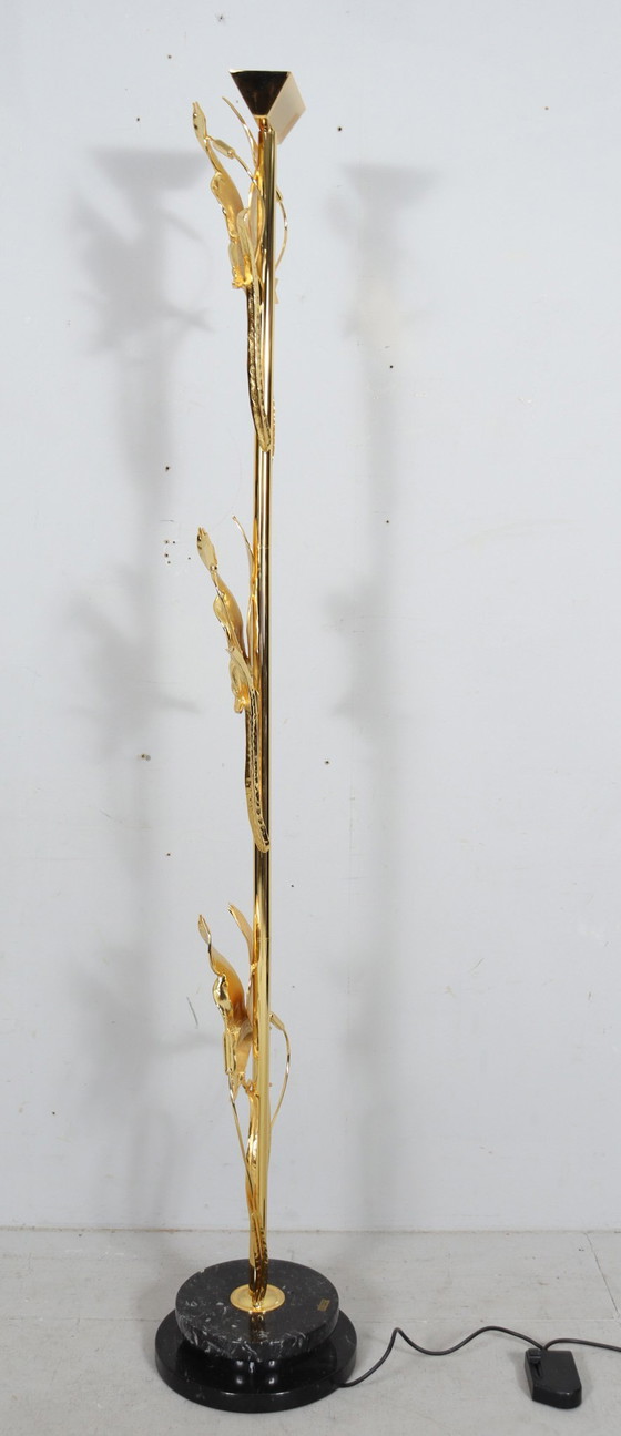 Image 1 of Hollywood Regency vloerlamp/vloerlamp met vogelfiguren van Lanciotto Galeotti, L'Originale, Italië, jaren 1980