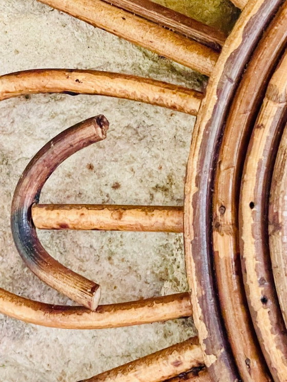 Image 1 of Specchio da parete in rattan e bambù, metà secolo, anni '60