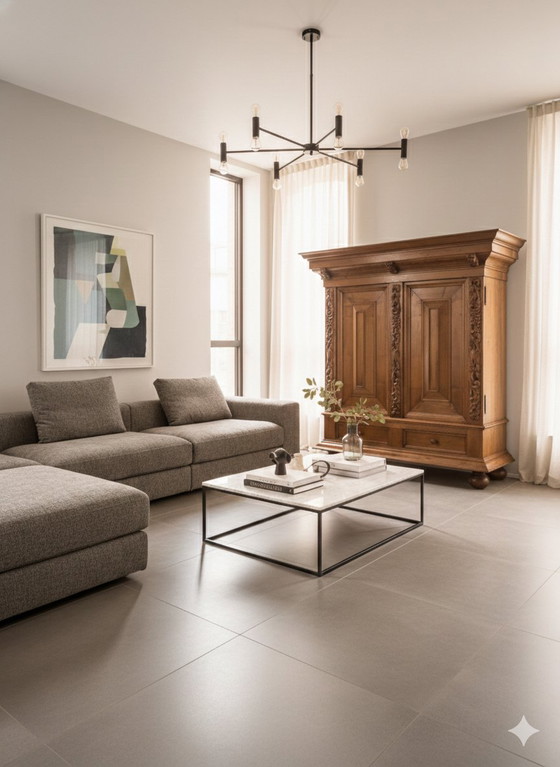 Image 1 of Chêne sculpté à la main, qualité musée, style Renaissance hollandaise, Groenloos, XIXe siècle.