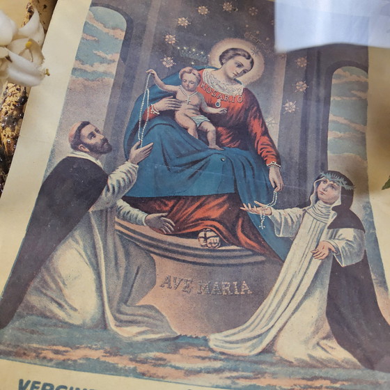 Image 1 of Sehr große antike Glocke mit Blumen Katholische Maria (Höhe:73cm) Vergine Santissima del Rosario (Itilan Glocke)