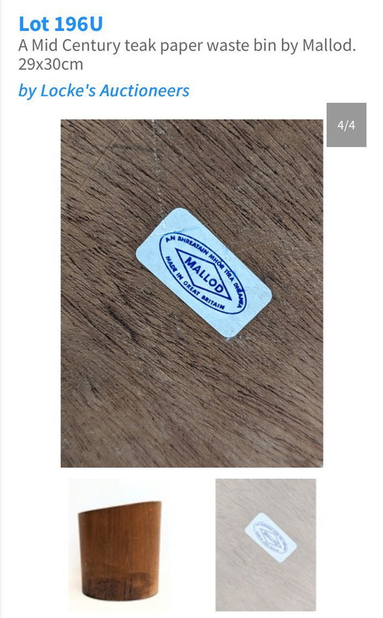 Image 1 of 4x Papier peint en teck style Mid-Century, Mallod, Grande-Bretagne