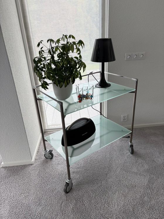 Bar cart by Marco Zanuso Jr. for Driade., Glass, Metal, Silver (photo 4 of 8)