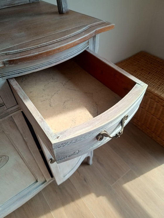 Image 1 of Antique sideboard with leaded glass and mirror