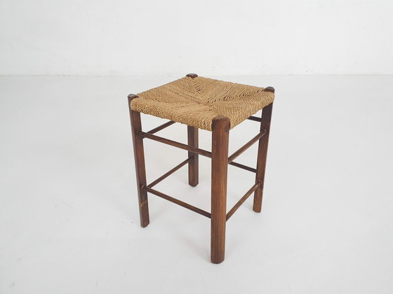 Image 1 of Small rattan bar stool, The Netherlands 1950's