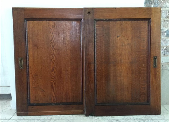 Image 1 of Pair of Vintage Oak Sliding Doors France