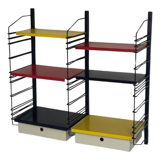 Drentea - 1960's - Nederlands ontwerp - Modulair wandsysteem met 4 planken en twee lades