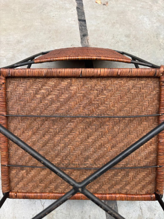 Image 1 of Vintage Woven Rattan & Metal Chair – Mid-Century Style