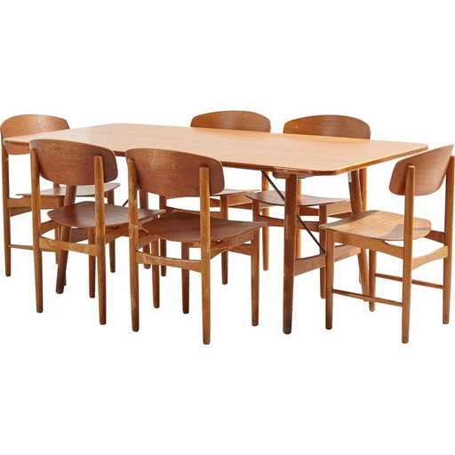 Juego de comedor vintage de teca de Borge Mogensen para Soborg, Dinamarca, 1950