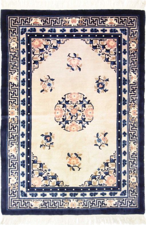 Original Handgeknüpfter Alte China Peking Art Modern 202 X 140 Cm Top Zustand