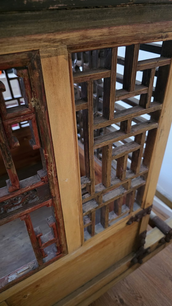 Image 1 of Antica portantina cinese palanchino con ruote, circa 1900