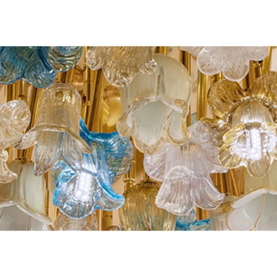 Image 1 of Plafoniera decorativa in vetro di Murano dorato con motivo floreale