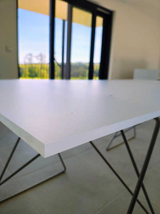 Image 1 of ZAGZAG roestvrijstalen tafelpoten met plexiglas blad, designstudio ZVELT, uniek stuk!