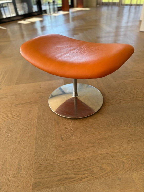 Artifort Hocker, Hocker & Poufs, Leder, Metall, Orange (Foto 4 von 6)