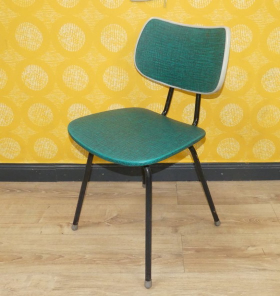 Image 1 of Chaise de cuisine des années 1960 + tabouret Métal style industriel