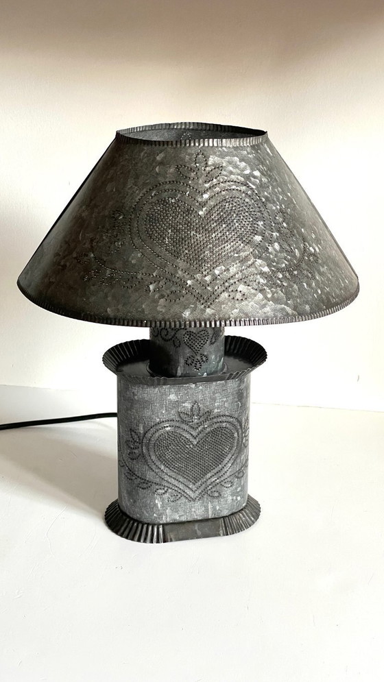 Image 1 of Vintage Zinc Heart Lamp