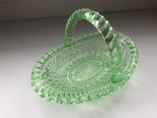 Old Uranium Glass Bowl Anna-Green Glass