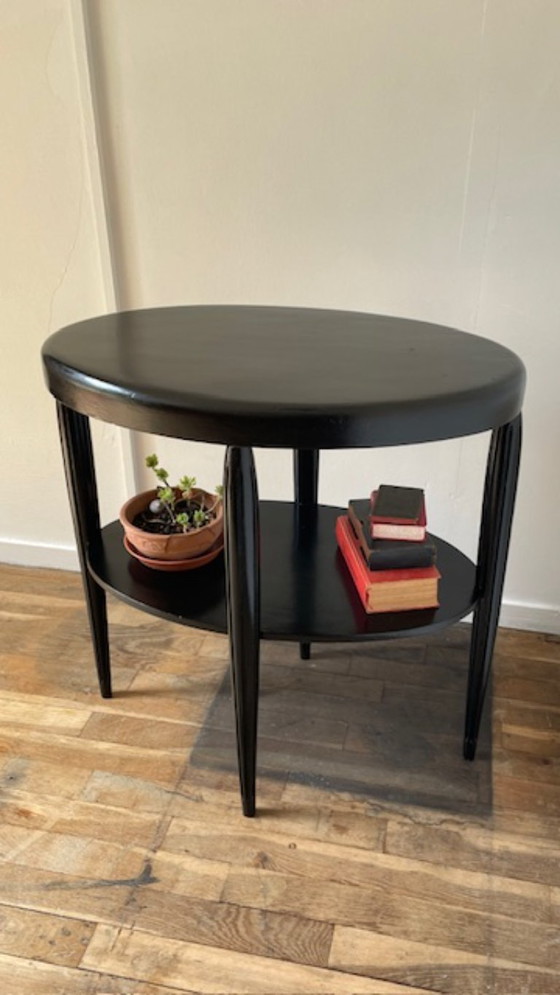 Image 1 of Art Deco Black Wood Console Table