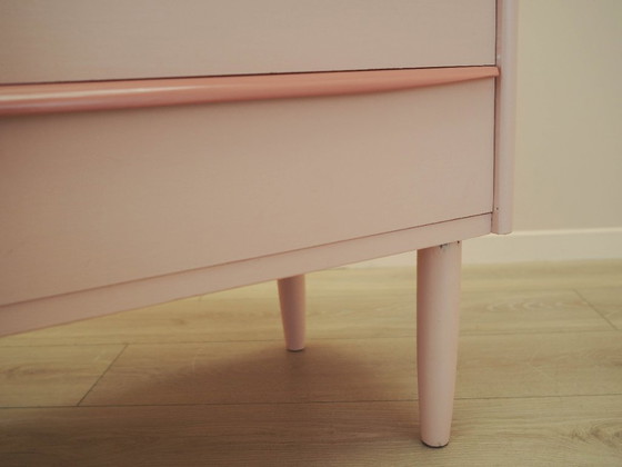 Dänische Kommode aus den 1970er Jahren in Rosa, vier Schubladen, Teakfurnier, massive Beine – Kommoden, Wood (photo 14 of 18)