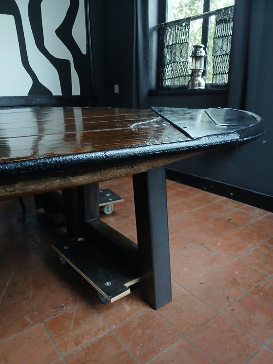 Image 1 of Robust ship's table with ceiling piece, accessories, and lamps for 18 people