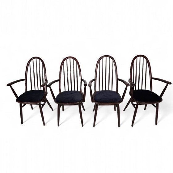 Image 1 of Set of 4 Windsor chairs, mahogany, 1960