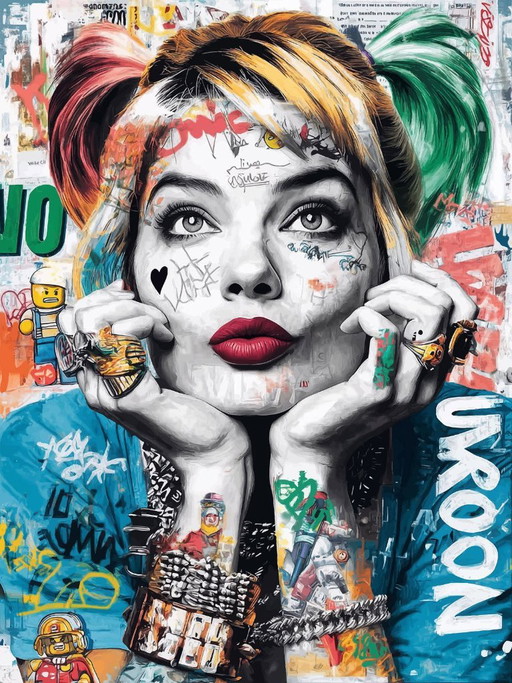 IPR GRAPH - Harley Quinn - Artist's Canvas – lithos zeefdrukken
