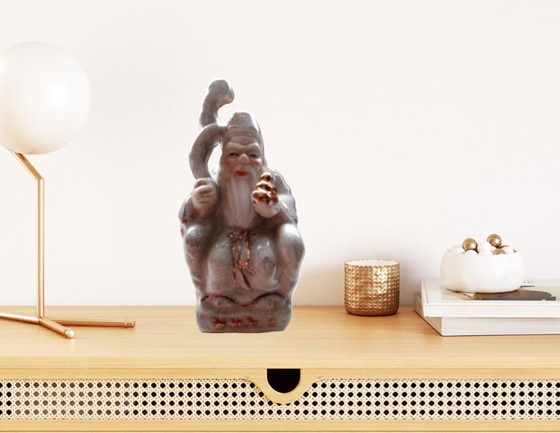 Image 1 of Chinoiserie-Crackle-Glaze-Shouxing aus der Mitte des 20. Jahrhunderts – Gott der Langlebigkeit (11 cm)