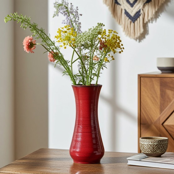 Image 1 of Vaso vintage in ceramica rossa 756/20 (Germania Ovest) – Accent moderno di metà secolo