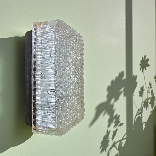 Lampada da soffitto o da parete rettangolare in vetro tagliato di metà secolo, anni '60