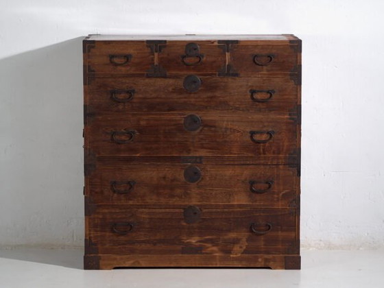 Japanese Sendai Isho-dansu large cedar and iron tansu, Meiji-Taishō period (c. ) #42 – Chest of drawers (photo 24 of 40)