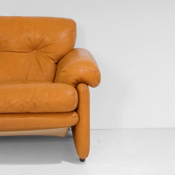 Image 1 of 1x divano grande in pelle marrone Coronado vintage del 1970 di Tobia Scarpa per C&B Italia