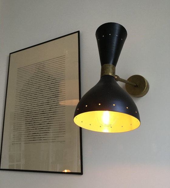 Image 1 of Pair of large Italian wall sconces, 1950s design