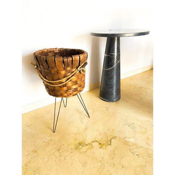 Image 1 of Vintage basket vase in walnut crust, Italy 1970