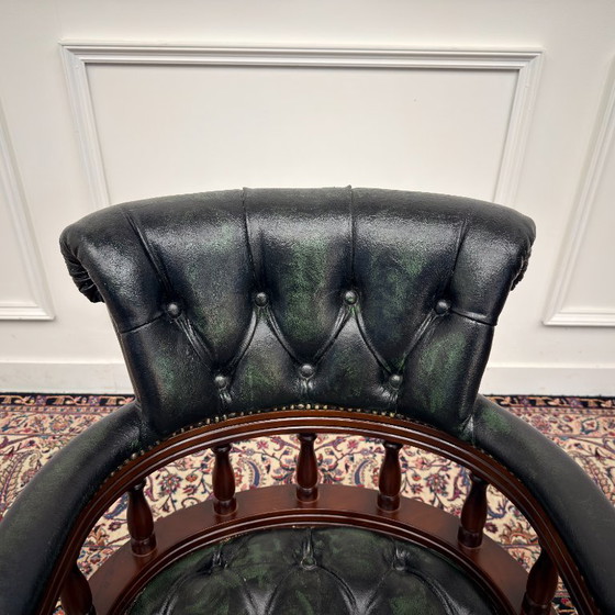 Sedia da ufficio Chesterfield Captain Chair Verde – Sedie da ufficio, Leather, Wood (photo 5 of 7)