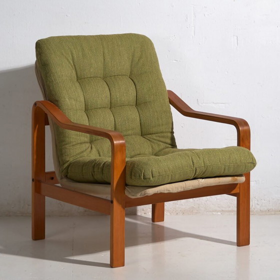 Olive green vintage armchair (c.1950) #80 – Canvas, Scandinavian (photo 9 of 40)