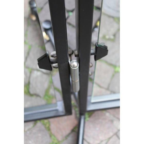 Image 1 of Vintage folding workshop mirror in black lacquered metal, Italy 1970