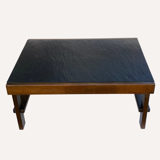 Image 1 of 1X Table basse moderniste brutale en pierre naturelle noire et grise Par Carl Straub, Allemagne, 1979