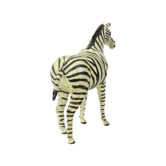 Image 1 of Vintage Zebra Paper Mache and Leather
