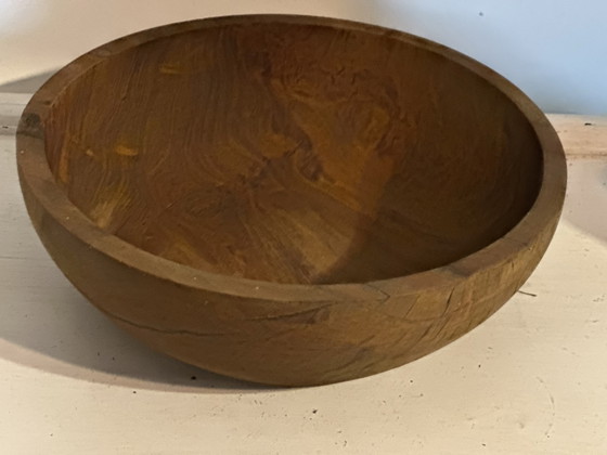 Large vintage solid wood bowl – Catchall – Centerpiece – 31 cm – Table accessories (photo 5 of 15)