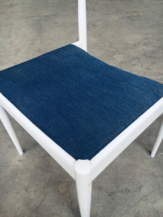 Image 1 of Belgisches Design, 1970er Jahre, weiße Esszimmerstühle, 9er-Set