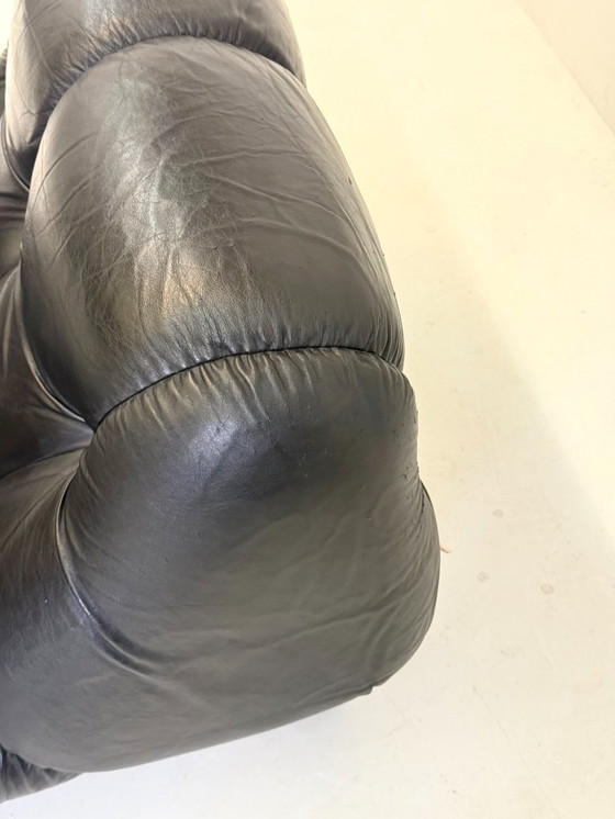 Image 1 of Divano lounge componibile Nuvolone in pelle nera Rino Maturi per Mimo Padova