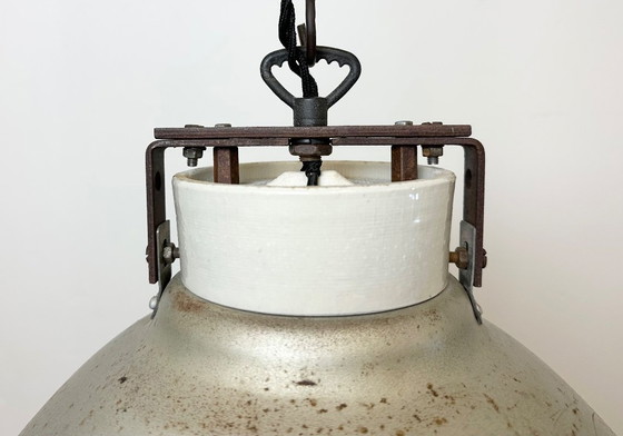 Image 1 of Grey Metal Industrial Factory Hanging Lamp, 1960s