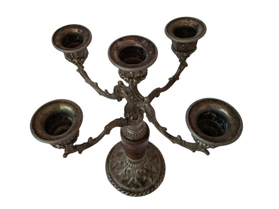 Image 1 of Elegant Vintage 5-Light Candelabra – Signed by AGAD in 1970s Baroque Style